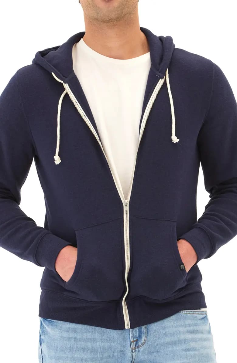 Trim Fit Heathered Fleece Zip Hoodie